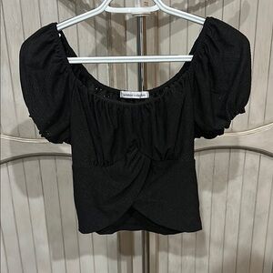 Universal Thread Black Puff Sleeve Crop Blouse